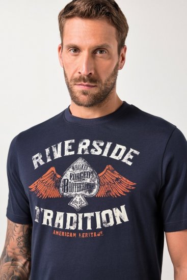 JP1880 T-Shirt Short Sleeve Chest Print Navy - T-shirts - Grote Maten T-shirts Heren