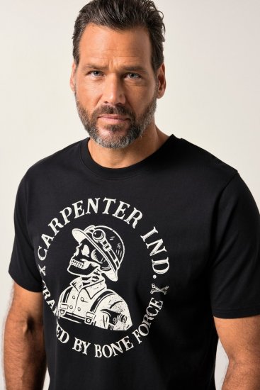 JP1880 T-Shirt Chest Print Bone Force Black - T-shirts - Grote Maten T-shirts Heren