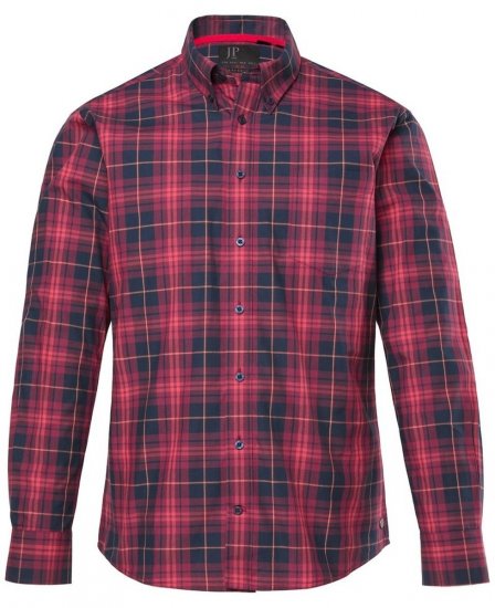 JP1880 Checked Shirt Long Sleeve Red - Overhemden - Overhemden Grote Maten Heren