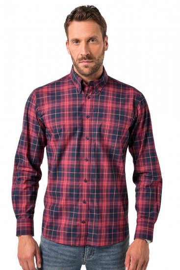 JP1880 Checked Shirt Long Sleeve Red - Overhemden - Overhemden Grote Maten Heren