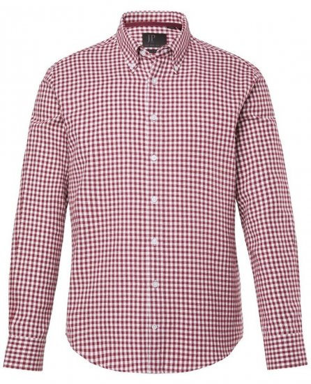 JP1880 Checked Flannel Shirt Long Sleeve Light Red - Overhemden - Overhemden Grote Maten Heren