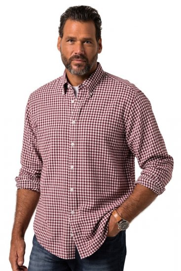 JP1880 Checked Flannel Shirt Long Sleeve Light Red - Overhemden - Overhemden Grote Maten Heren