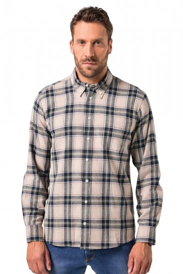 JP1880 Checked Flannel Shirt Long Sleeve Dark Dusty Pink - Overhemden - Overhemden Grote Maten Heren
