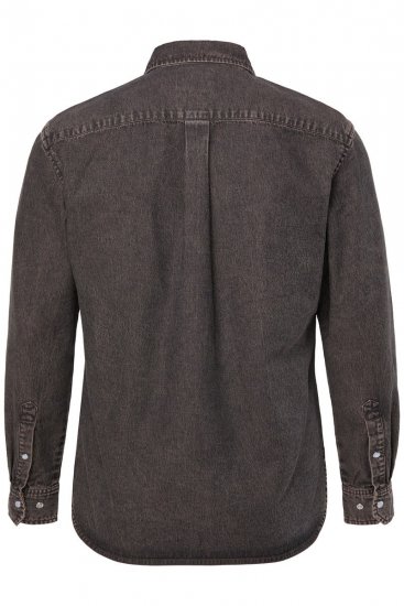 JP1880 Denim Shirt Flexnamic Dark Brown - Overhemden - Overhemden Grote Maten Heren