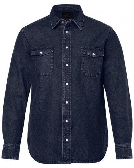 JP1880 Denim Shirt Flexnamic Long Sleeve Navy - Overhemden - Overhemden Grote Maten Heren