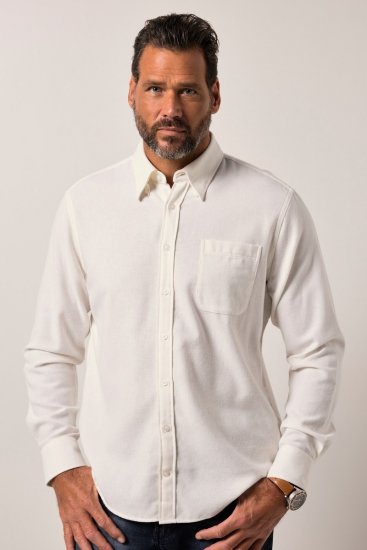 JP1880 Checked Flannel Shirt Long Sleeve Creamy White - Overhemden - Overhemden Grote Maten Heren