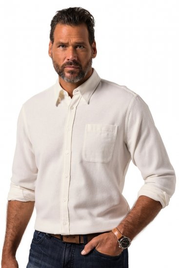 JP1880 Checked Flannel Shirt Long Sleeve Creamy White - Overhemden - Overhemden Grote Maten Heren