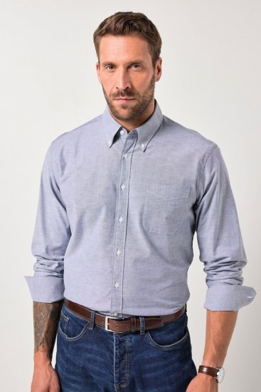JP1880 Oxford Shirt Long Sleeve Denim Blue - Overhemden - Overhemden Grote Maten Heren