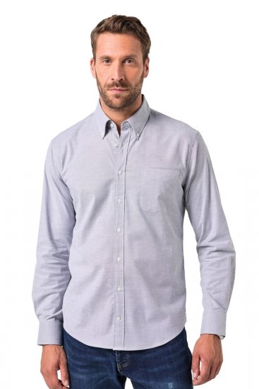 JP1880 Oxford Shirt Flexnamic Long Sleeve Grey - Overhemden - Overhemden Grote Maten Heren