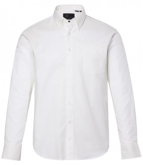 JP1880 Oxford Shirt Flexnamic Long Sleeve Snow White - Overhemden - Overhemden Grote Maten Heren