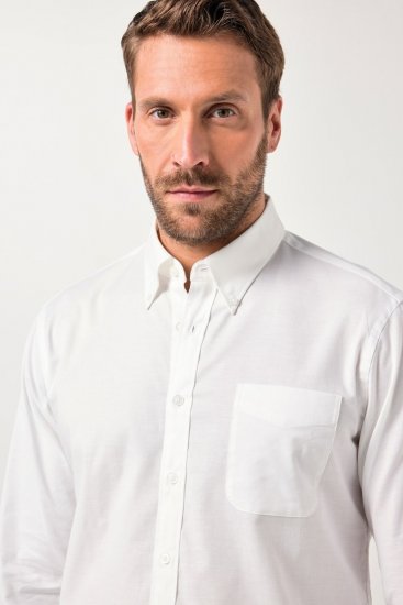 JP1880 Oxford Shirt Flexnamic Long Sleeve Snow White - Overhemden - Overhemden Grote Maten Heren