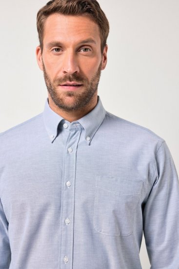 JP1880 Oxford Shirt Flexnamic Long Sleeve Ash Turquoise - Overhemden - Overhemden Grote Maten Heren