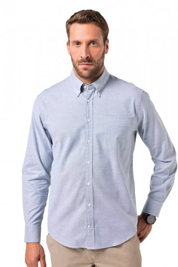 JP1880 Oxford Shirt Flexnamic Long Sleeve Ash Turquoise - Overhemden - Overhemden Grote Maten Heren