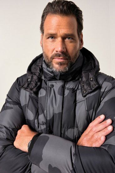 JP1880 841416 Parka in camouflageprint Zwart - Jassen - Grote Maten Herenjassen