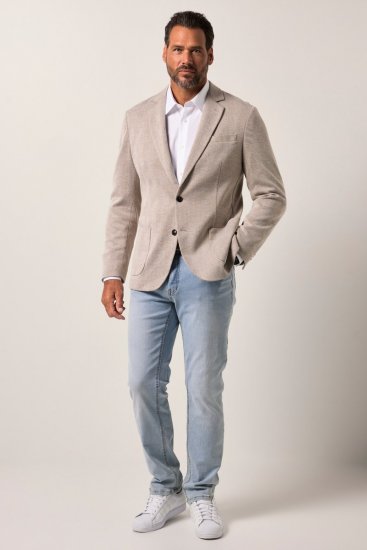 JP1880 Jacket Business Checked Beige - Pakken - Grote Maten Kostuum Heren