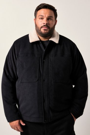 Men+ 545 Jack met teddykraag Zwart - Jassen - Grote Maten Herenjassen