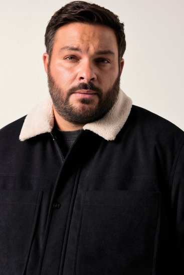Men+ 545 Jack met teddykraag Zwart - Jassen - Grote Maten Herenjassen