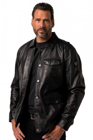 JP1880 Leather Jacket Finest Lamb Nappa Black - Jassen - Grote Maten Herenjassen