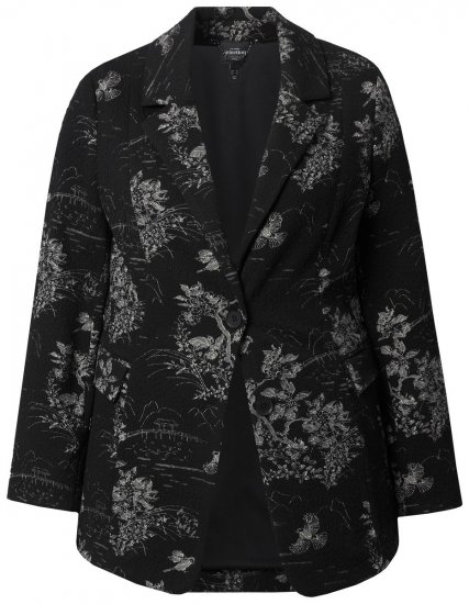 Ulla Popken 841901 Blazer met print Zwart - Blazers - Blazers in grote maten voor dames