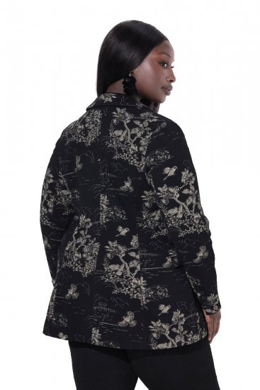 Ulla Popken 841901 Blazer met print Zwart - Blazers - Blazers in grote maten voor dames