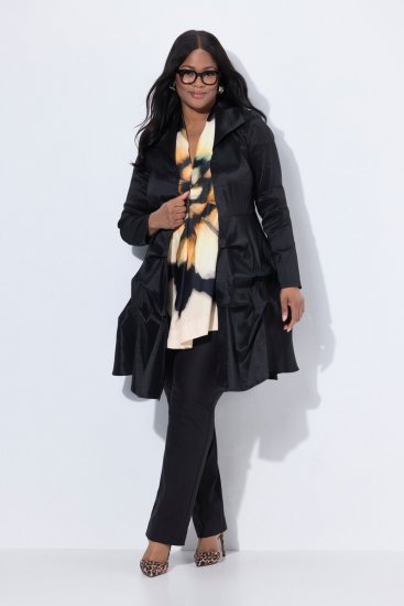 Ulla Popken 842028 Peplum blazer met plooien Zwart - Blazers - Blazers in grote maten voor dames