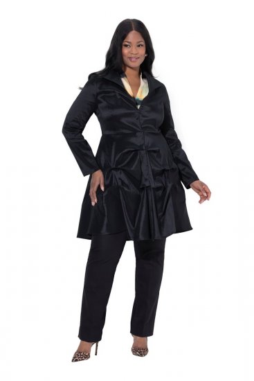 Ulla Popken 842028 Peplum blazer met plooien Zwart - Blazers - Blazers in grote maten voor dames