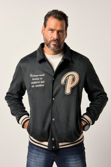 JP1880 Blouson Velour with Chest Embroidery Dark Green - Jassen - Grote Maten Herenjassen