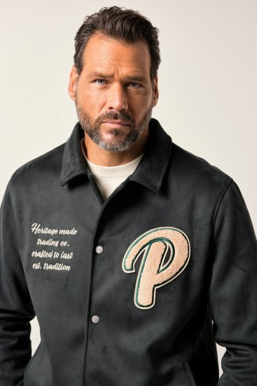 JP1880 Blouson Velour with Chest Embroidery Dark Green - Jassen - Grote Maten Herenjassen