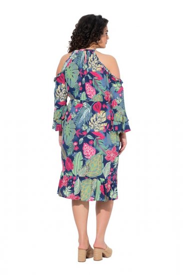 Ulla Popken 842471 Bedrukte midi-jurk Donkerblauw - Midi jurken - Midi jurken in grote maten