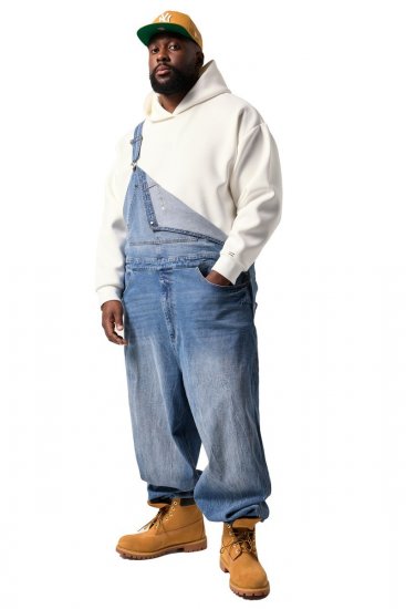 JP1880 842648 Spijkertuinbroek met wijde pasvorm Denimblauw - Jeans & broeken - Jeans & Broeken Grote Maten Heren