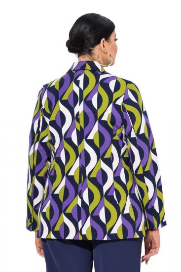 Ulla Popken 842680 Bedrukte jersey blazer van punto di roma Donkerblauw - Blazers - Blazers in grote maten voor dames