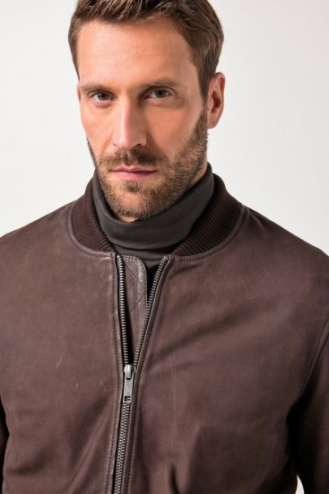 JP1880 Jacket Buffed Nubuck Lamb Leather Brown - Jassen - Grote Maten Herenjassen