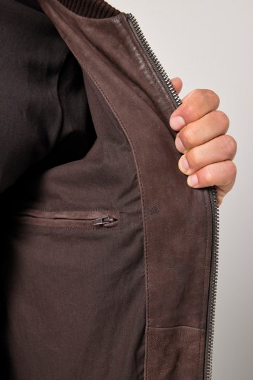 JP1880 Jacket Buffed Nubuck Lamb Leather Brown - Jassen - Grote Maten Herenjassen