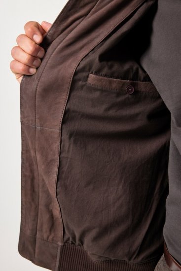 JP1880 Jacket Buffed Nubuck Lamb Leather Brown - Jassen - Grote Maten Herenjassen