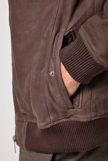 JP1880 Jacket Buffed Nubuck Lamb Leather Brown - Jassen - Grote Maten Herenjassen