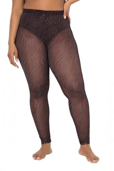 Ulla Popken 842879 Panty legging met dierenprint Donkerbruin - Panty's & sokken - 