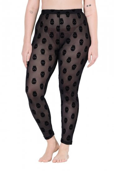 Ulla Popken 842886 Bedrukte panty legging Zwart - Panty's & sokken - 