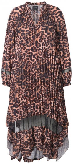 Ulla Popken 842979 Jurk met dierenprint Bruin - Midi jurken - Midi jurken in grote maten