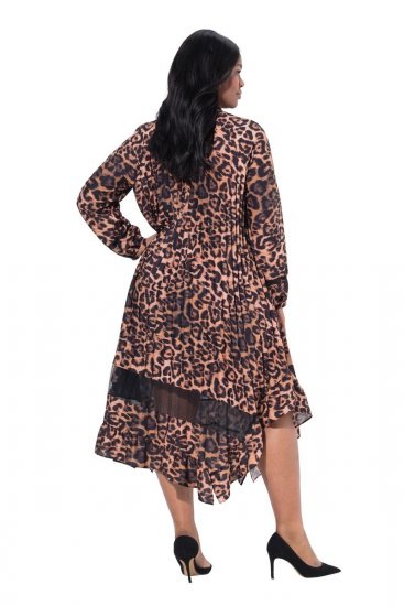 Ulla Popken 842979 Jurk met dierenprint Bruin - Midi jurken - Midi jurken in grote maten