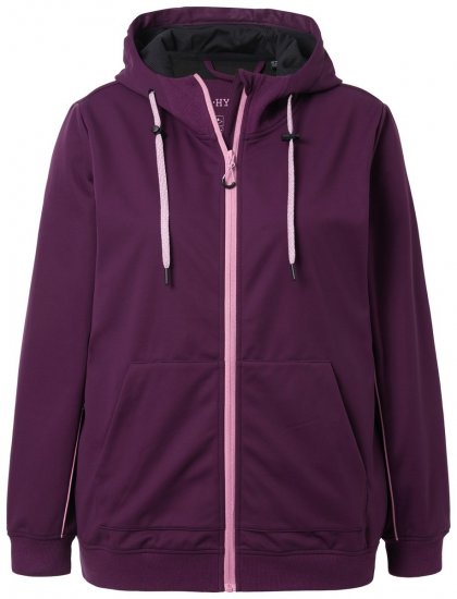 Ulla Popken 843186 Waterafstotende softshell jas met reflectoren Wijnrood - Jassen - Damesjassen in grote maten