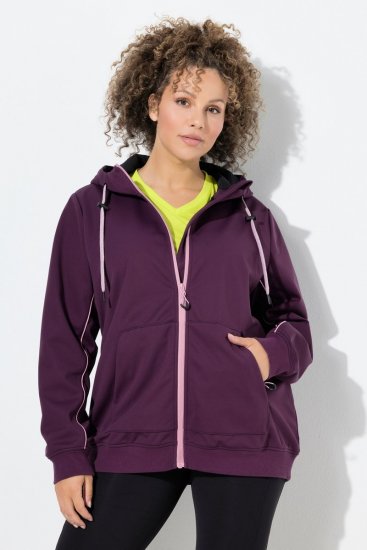 Ulla Popken 843186 Waterafstotende softshell jas met reflectoren Wijnrood - Jassen - Damesjassen in grote maten