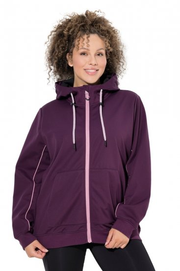 Ulla Popken 843186 Waterafstotende softshell jas met reflectoren Wijnrood - Jassen - Damesjassen in grote maten