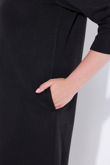Ulla Popken 843326 Sweatjurk met driekwartmouwen Zwart - Sweatjurken - 