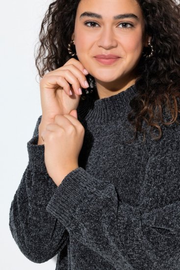 Ulla Popken 843592 Jurk met lange mouwen Antraciet - Gebreide jurken - 
