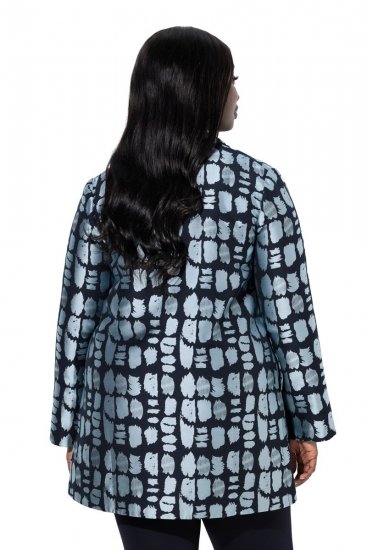 Ulla Popken 843937 Bedrukte gestructureerde blazer Donkerblauw - Blazers - Blazers in grote maten voor dames