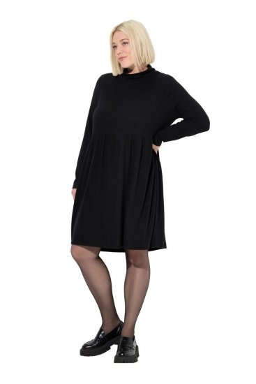Ulla Popken 844233 Gebreide jurk met lange mouwen Zwart - Gebreide jurken - 