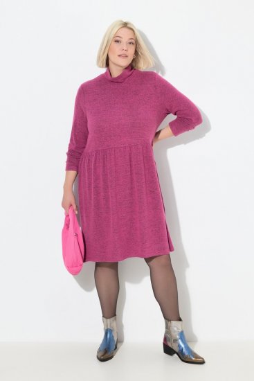 Ulla Popken 844233 Gebreide jurk met lange mouwen Bessenrood - Gebreide jurken - 