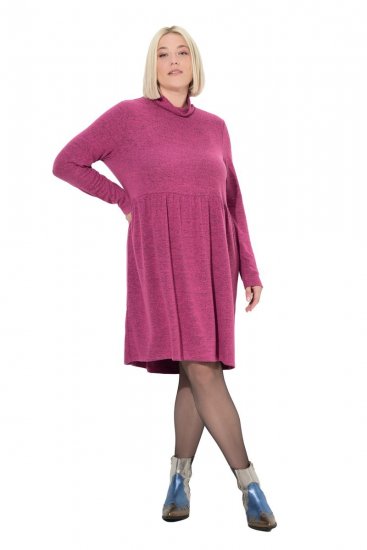 Ulla Popken 844233 Gebreide jurk met lange mouwen Bessenrood - Gebreide jurken - 