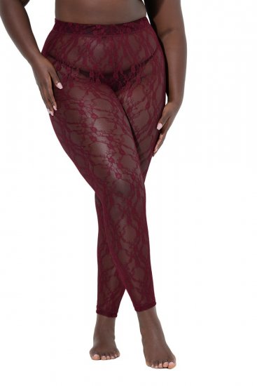 Ulla Popken 844543 Panty met kant Wijnrood - Panty's & sokken - 