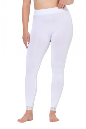 Ulla Popken 844563 Panty legging met kant Wit - Panty's & sokken - 